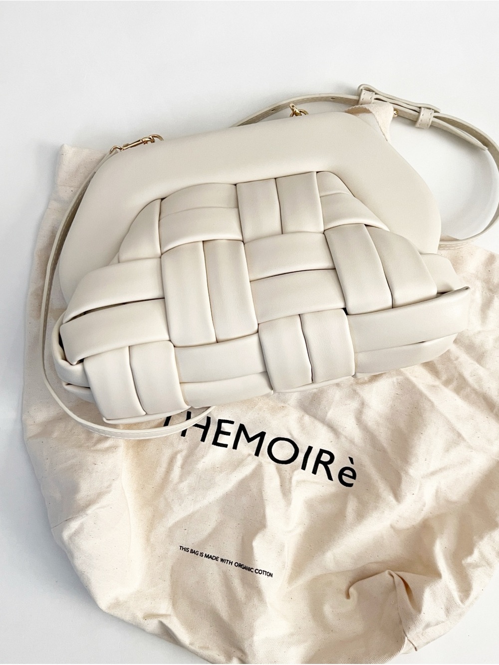 Themoire Tia Woven Clutch/Shoulder Bag in Shell - Picture 4 of 14